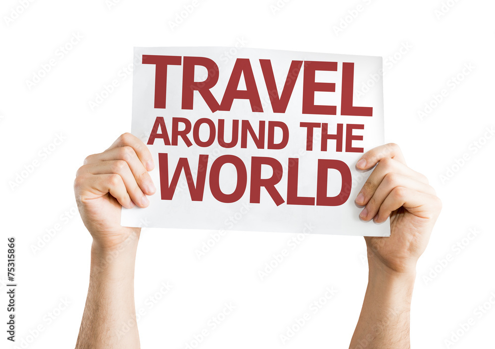 Travel Around the World card isolated on white background Travel Around the World card isolated on white background