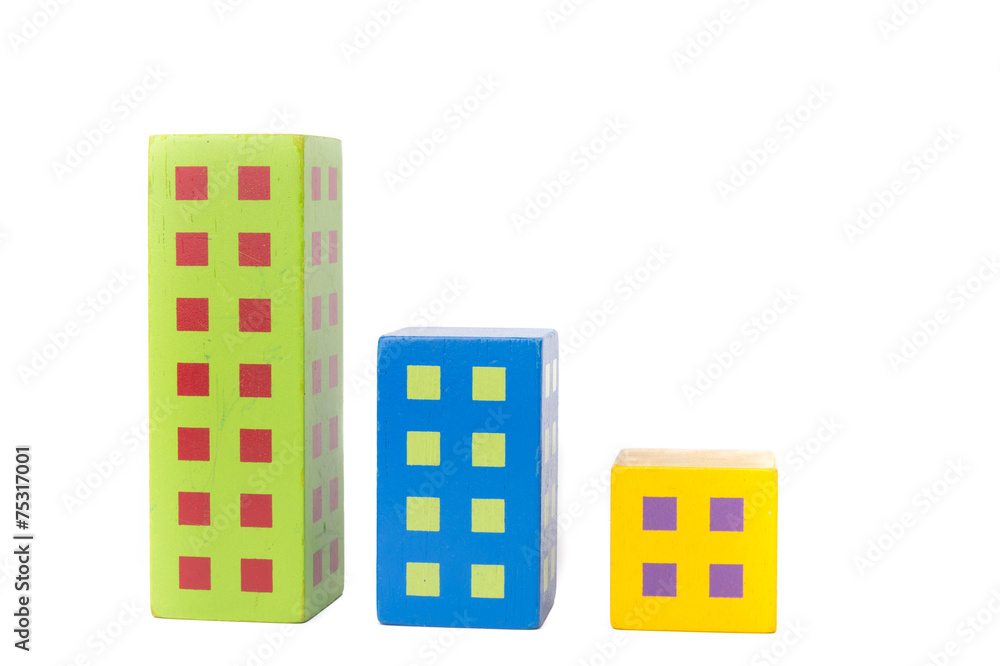 Wooden color blocks build in image of row building