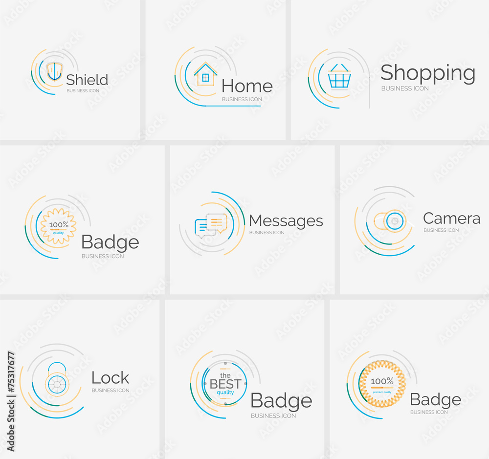 Fototapeta premium Thin line neat design logo collection