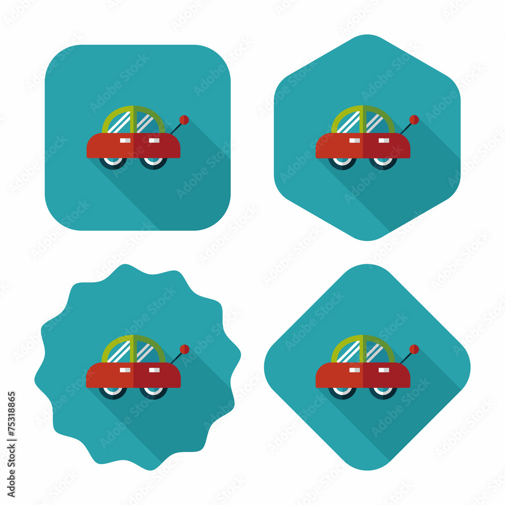 toy car flat icon with long shadow toy car flat icon with long shadow