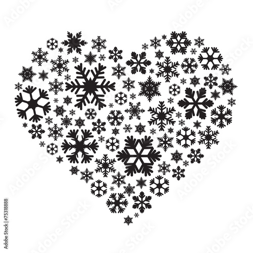 black heart and snowflakes