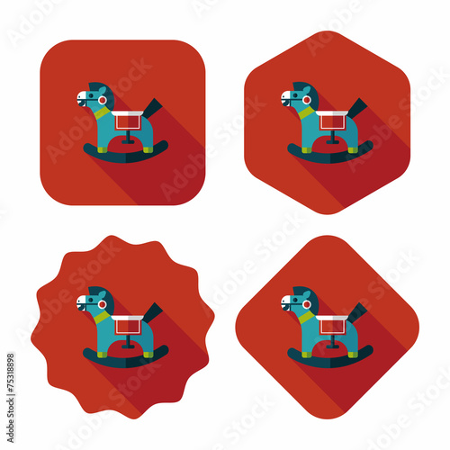 horse toy flat icon with long shadow,eps10