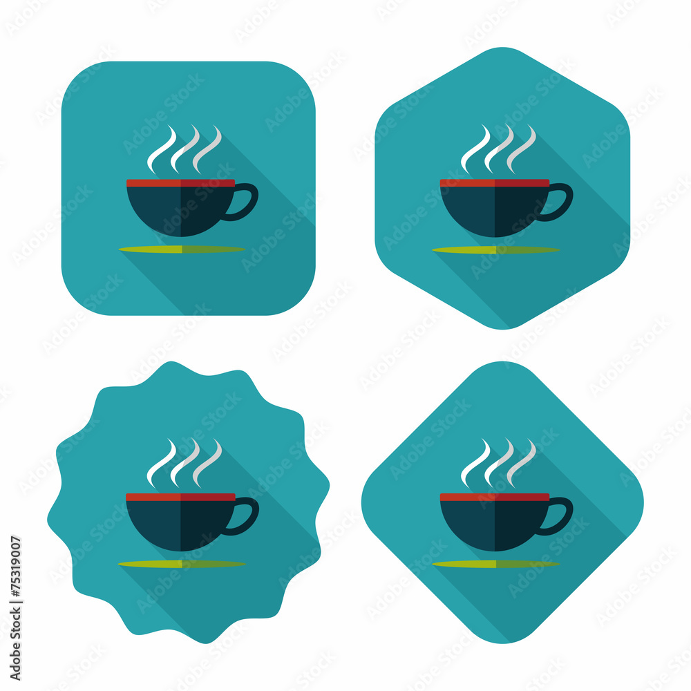 Fototapeta premium coffee flat icon with long shadow