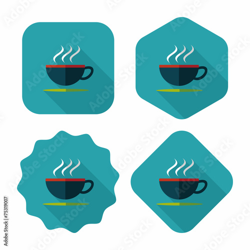 coffee flat icon with long shadow