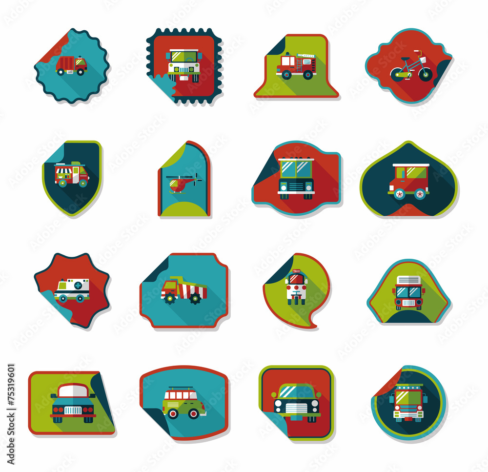 Transportation sticker flat design background set, eps10 Transportation sticker flat design background set, eps10