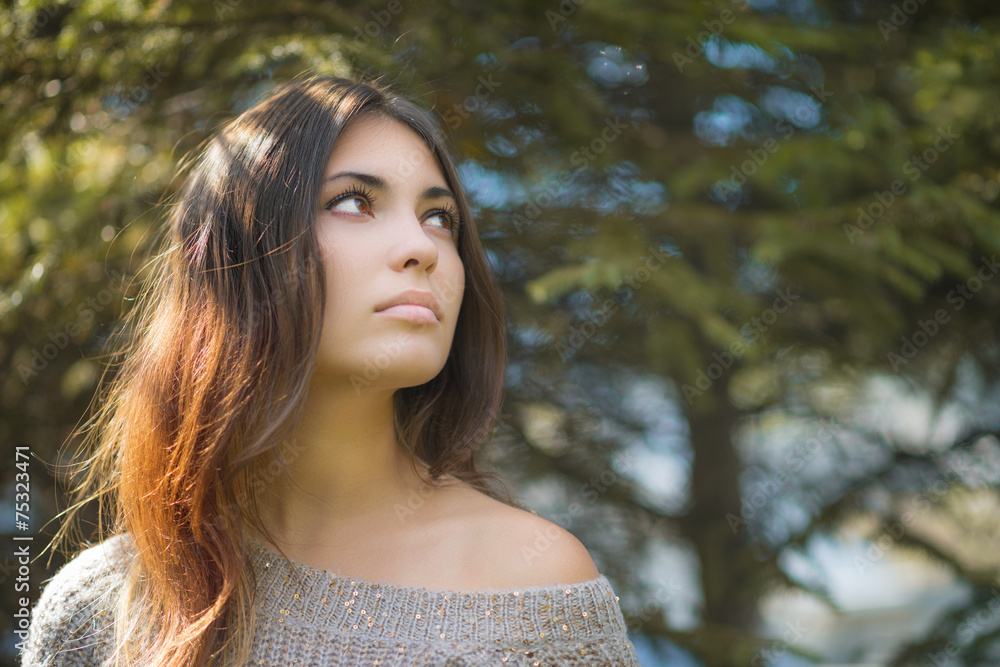 Portrait of a beautiful brunette. Close-up. Portrait of a beautiful brunette. Close-up.