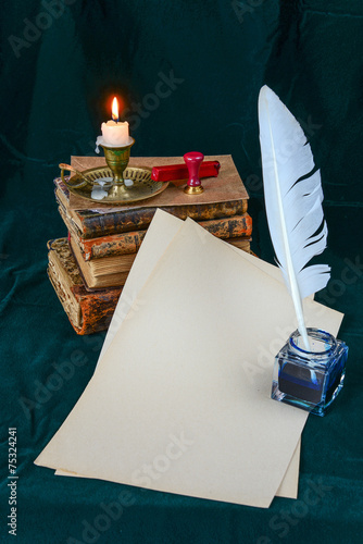 Still life with vintage wri...