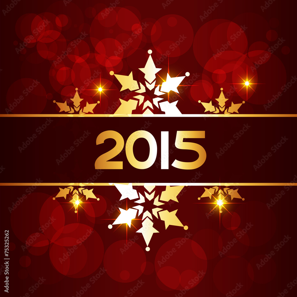 Naklejka premium 2015 happy new year design in golden style placed on red backgro