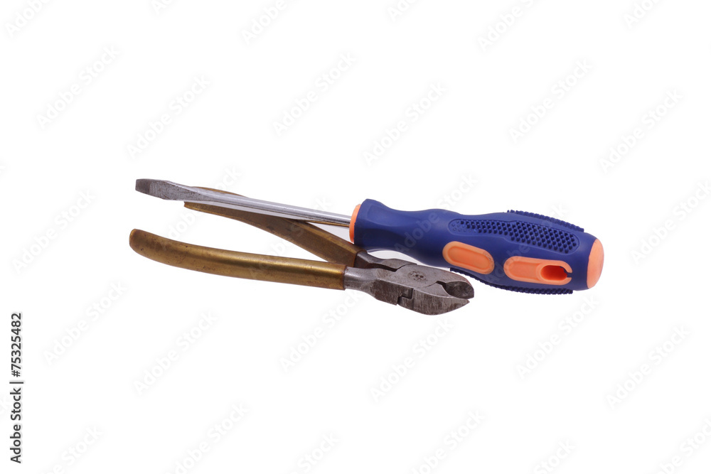 Screwdriver and pliers. Screwdriver and pliers.