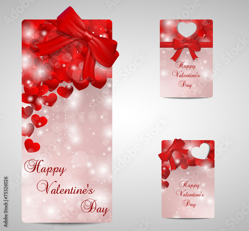 Set of red Valentines day tags and cads.