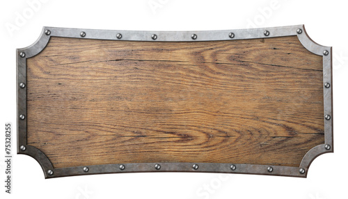 wood sign with metal frame ...