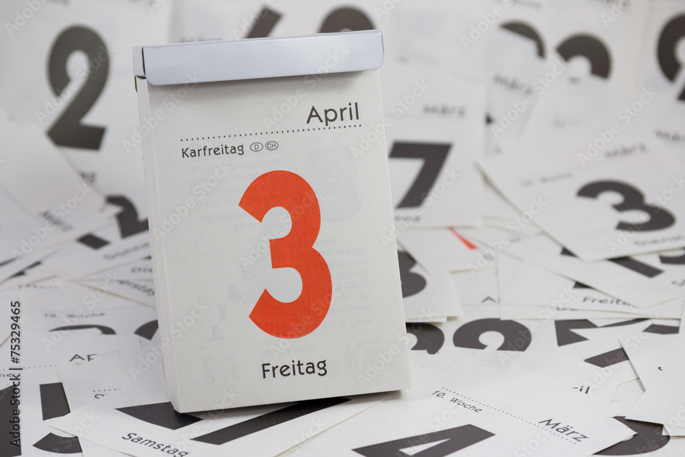 Obraz premium Karfreitag, Abreisskalender