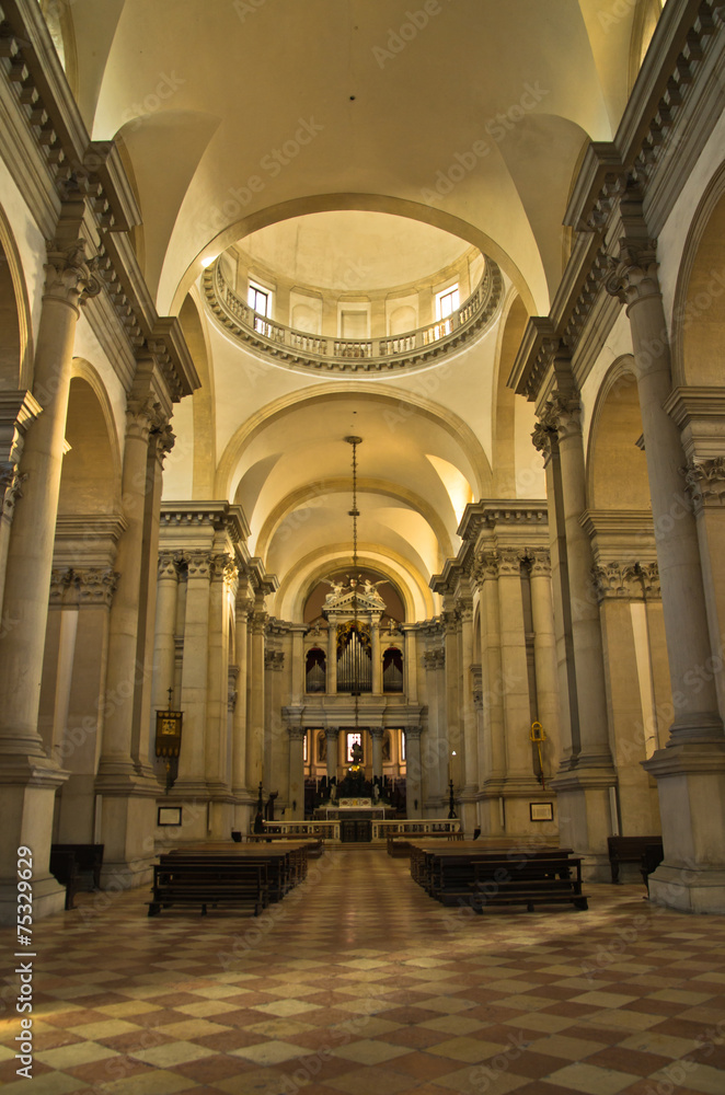 Super wide view inside San Giorgio Maggiore church in Venice