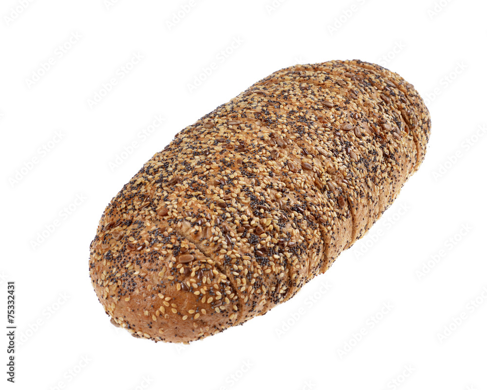 Close-up on whole grain bread isolated white background Close-up on whole grain bread isolated white background