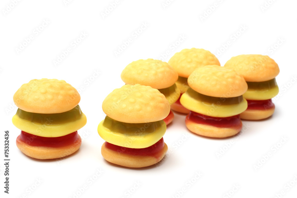 Colorful jelly hamburgers