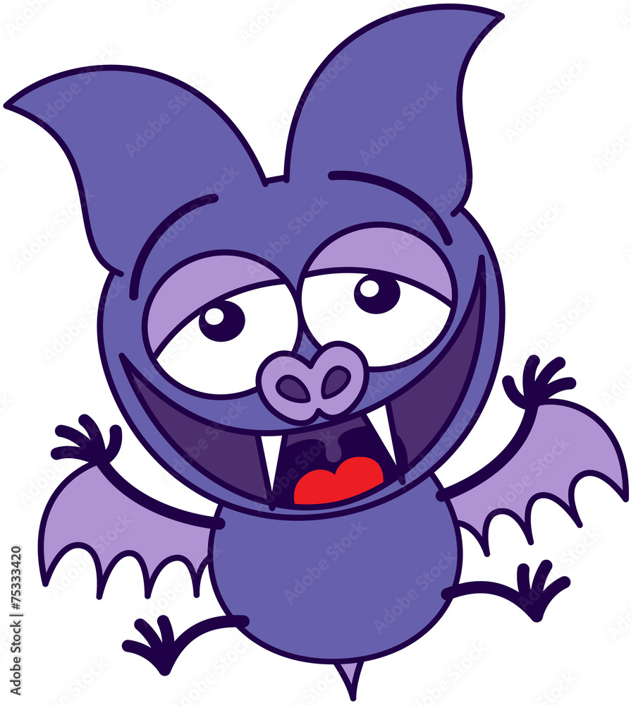 Purple bat laughing enthusiastically