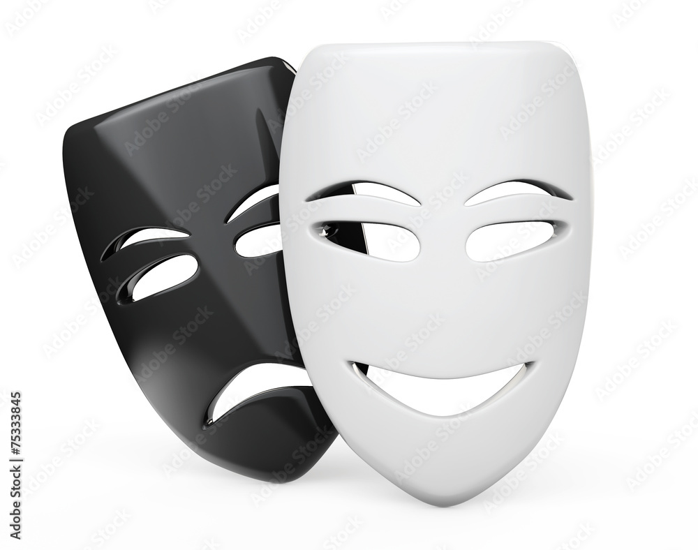 Tragicomic Theater Masks. Sad and Smile masks ilustración de Stock | Adobe  Stock
