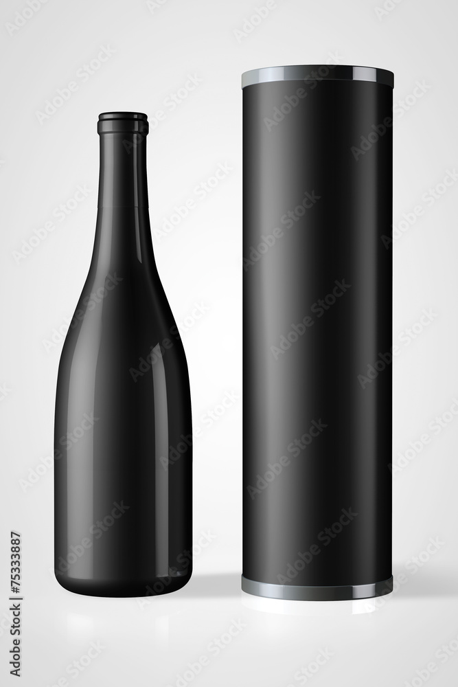 Back Bottle of Red Wine with Package Back Bottle of Red Wine with Package