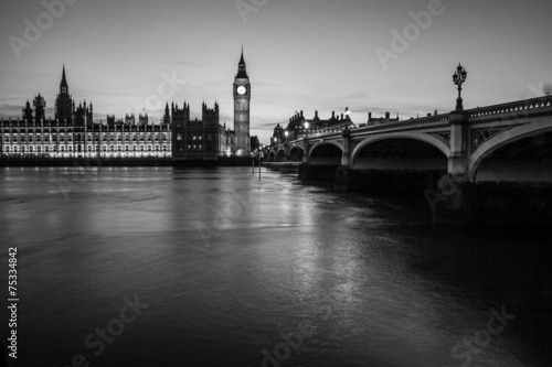 Big Ben and Houses of parliament at dusk  London  UK 