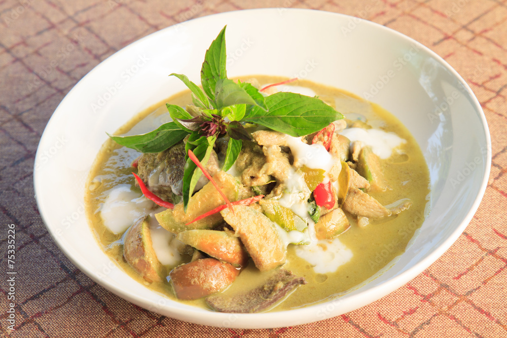 Thailand food Green curry Chicken Intense soup Thailand food Green curry Chicken Intense soup