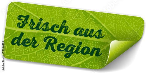 Label Frisch aus der Region mit Blattstruktur