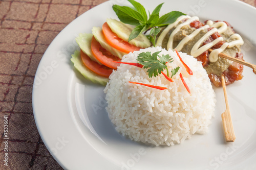 Thailand food rice with Grilled Pork