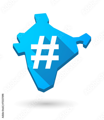 India map icon with a hash tag
