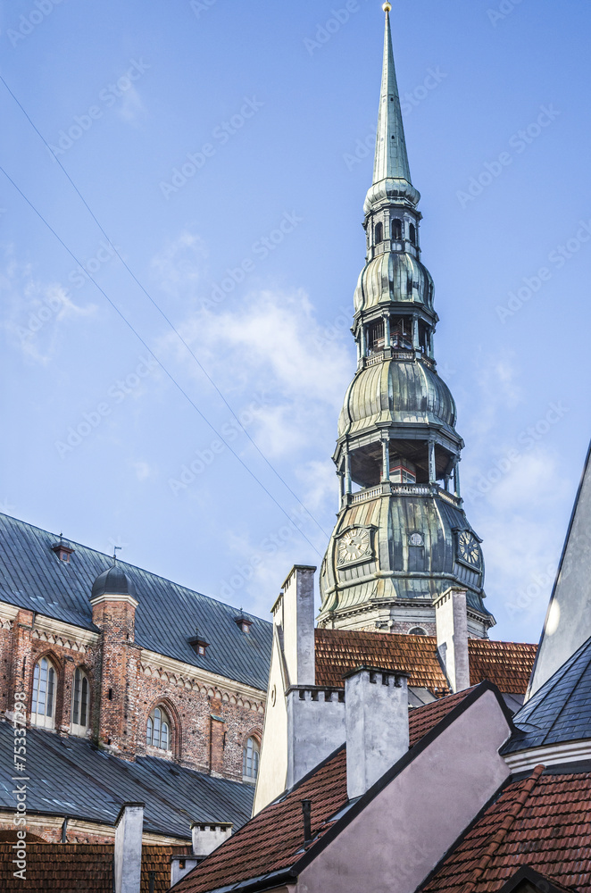 Obraz premium Turm der Petrikirche in Riga