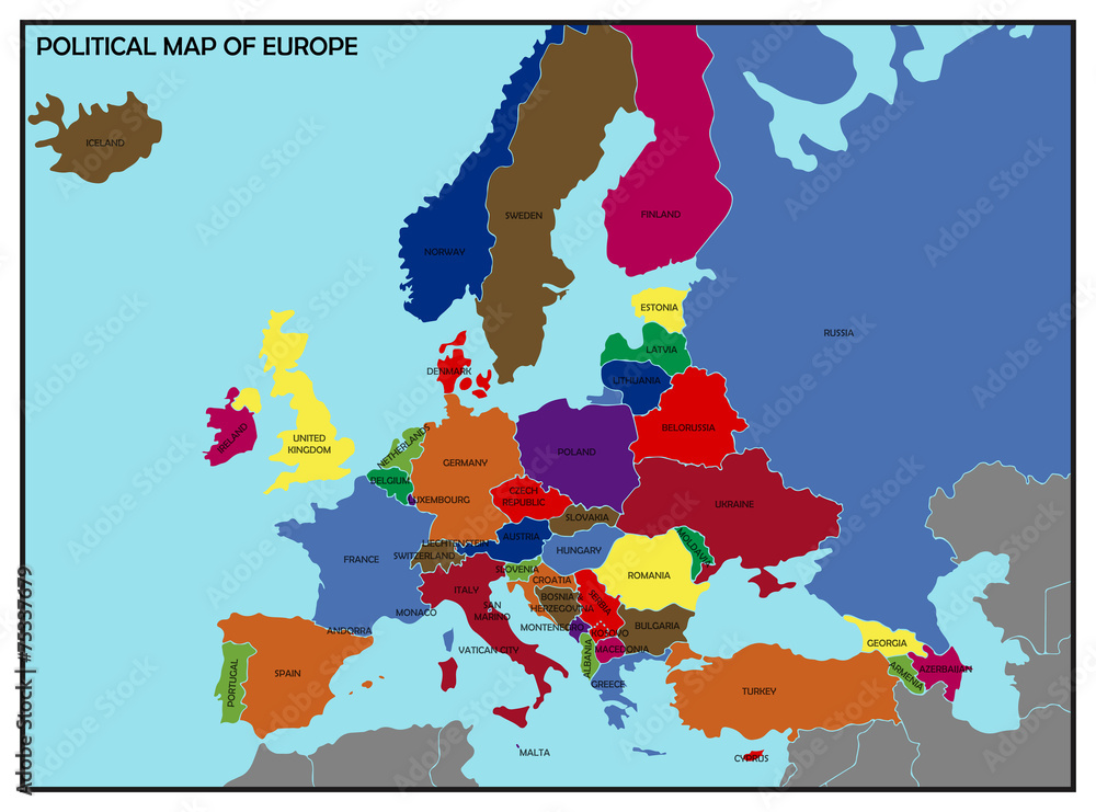 Obraz premium Political Map of Europe