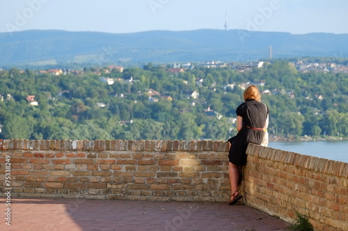 Woman Looking From Petrovaradin Fortress, Serbia