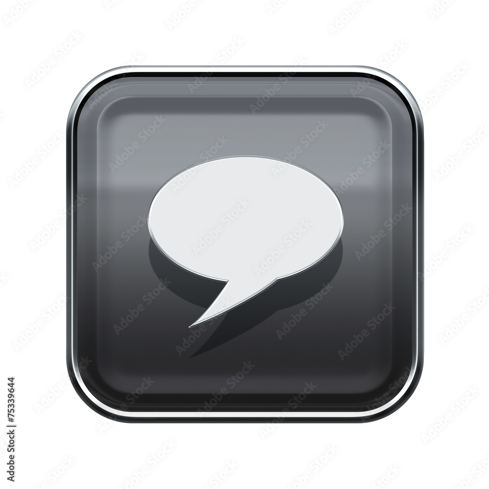 Chat icon glossy grey, isolated on white background Chat icon glossy grey, isolated on white background