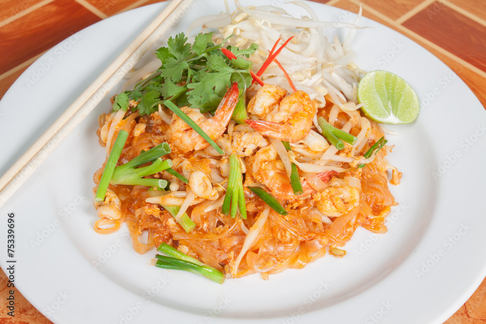 Thai food style , stir-fried rice noodles (Pad Thai)