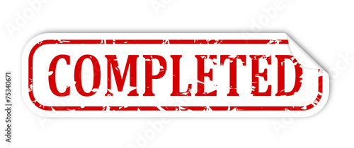 Oval sticker with the words "completed" - vector svg