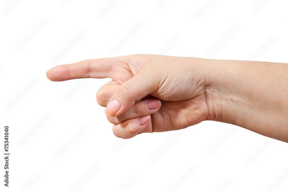 Pointing hand on white background Pointing hand on white background