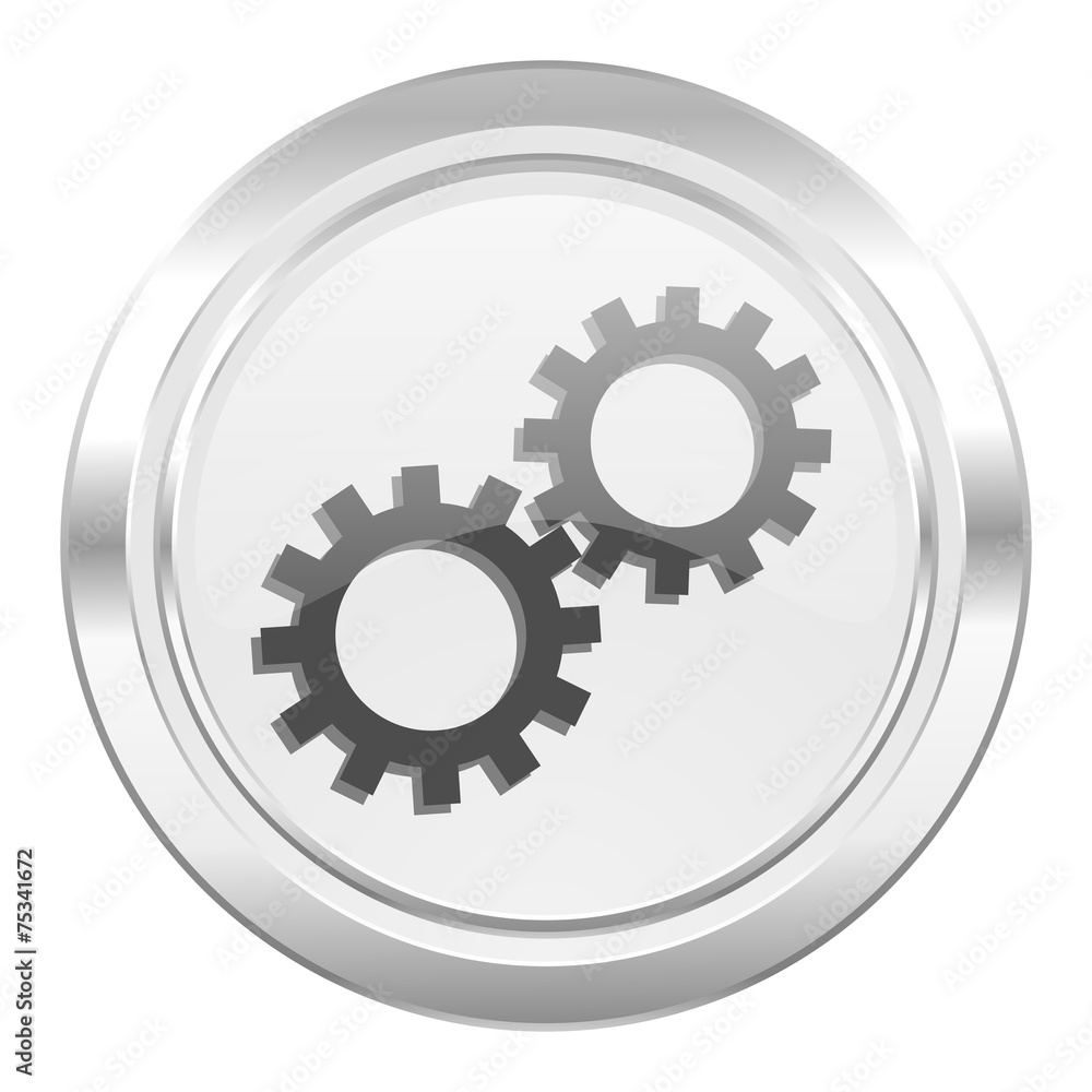 gears metallic icon options sign gears metallic icon options sign