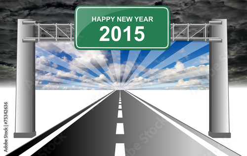 happy new year 2015 with radiant sky