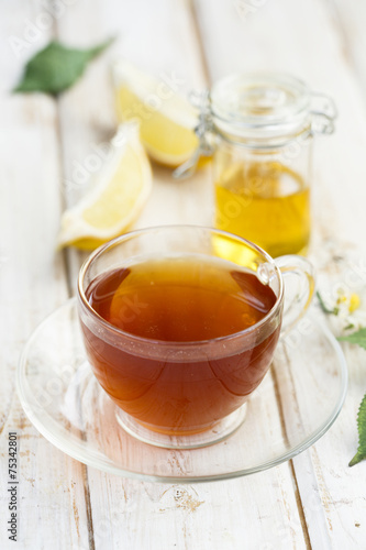 Herbal tea with lemon and honey
