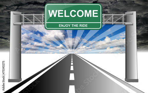 welcome enjoy the ride with radiant sky