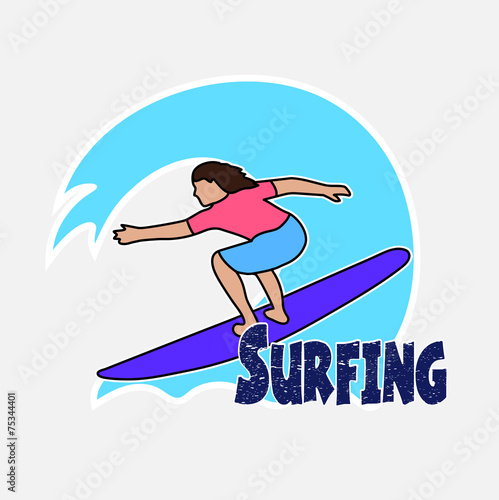 Surfer s drawing on the Hawaiian wave