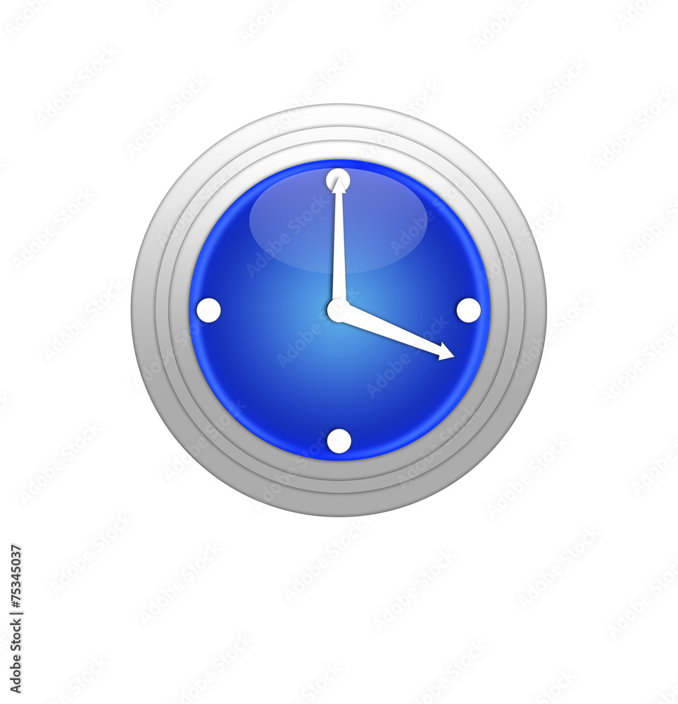blue clock isolated on white