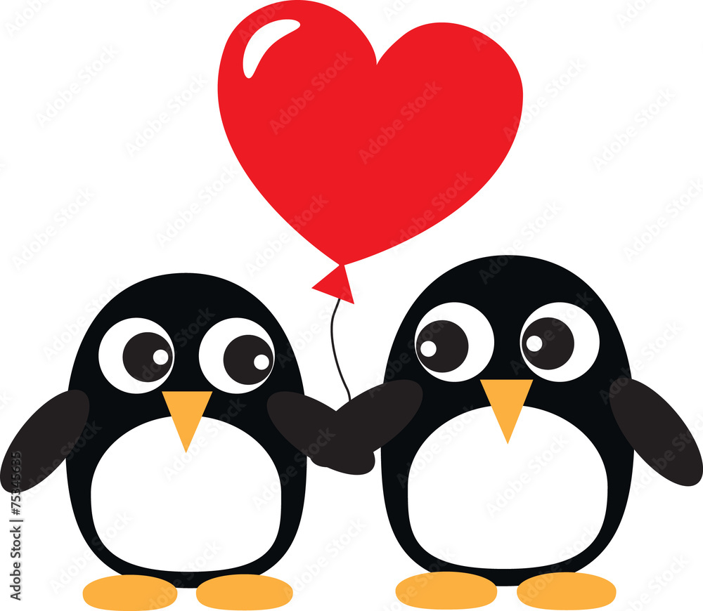 Fototapeta premium two sweet penguins in love