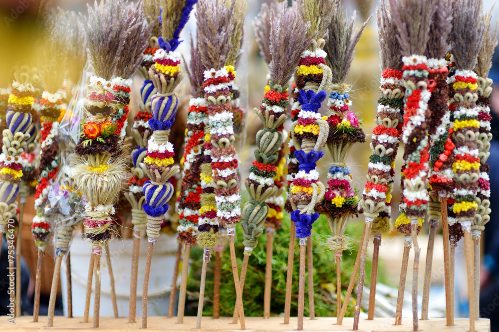 Traditional lithuanian Easter palm bouquets