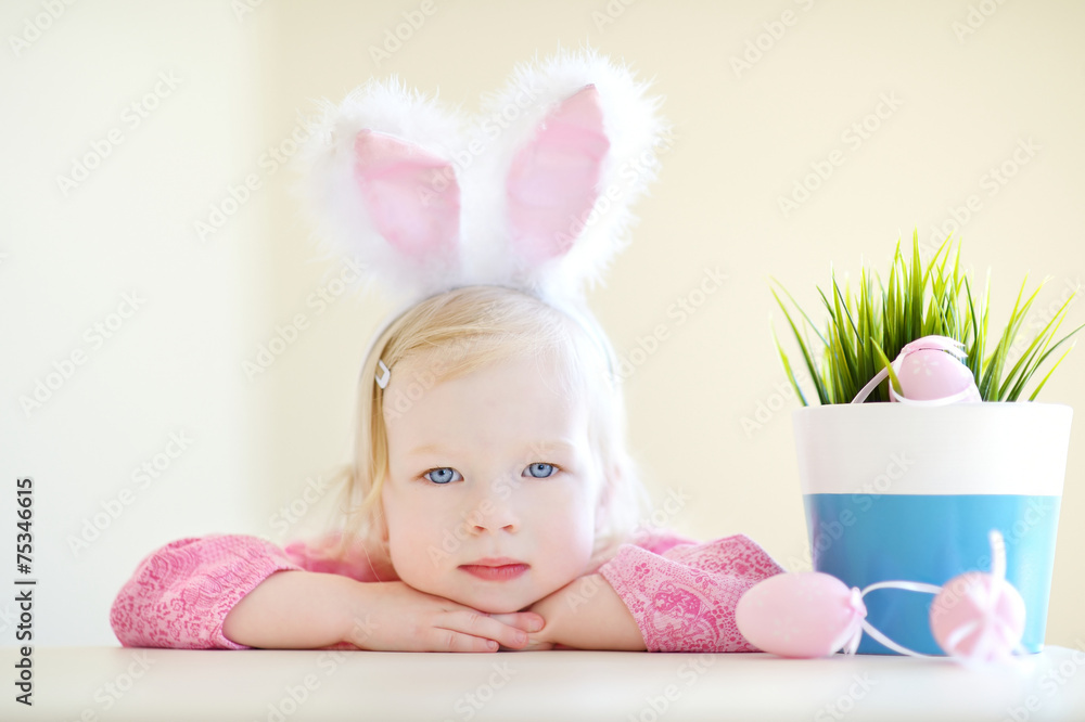 Adorable girl wearing bunny ears on Easter Adorable girl wearing bunny ears on Easter