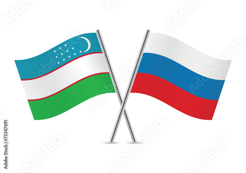 Uzbekistan and Russian flags. Vector illustration. Free Download Uzbekistan and Russian flags. Vector illustration. - GFXLoad