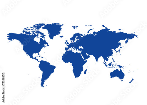 dark blue map of the world - vector continents