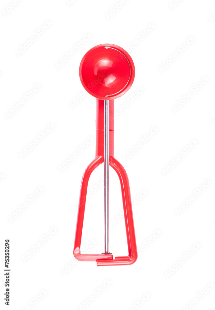 Red ice cream scoop isolated on white background Red ice cream scoop isolated on white background