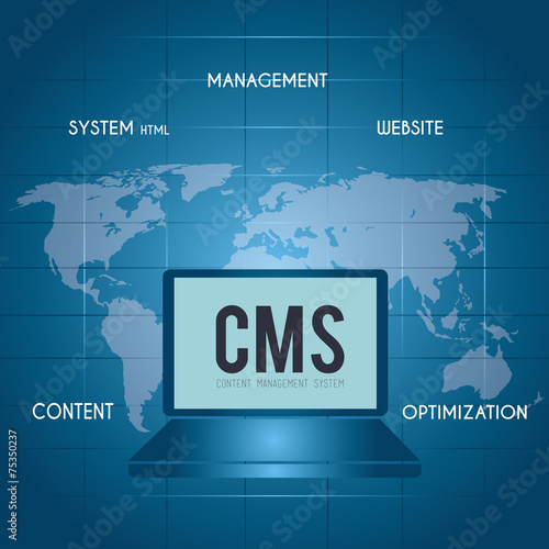 CMS design over blue background vector illustration