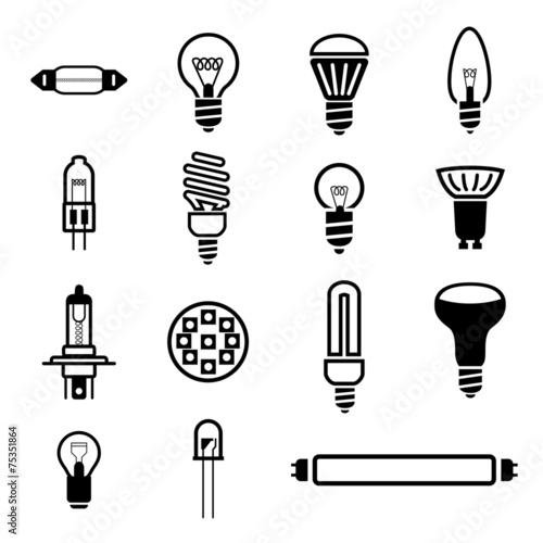 Simple editable bulbs 15 icons.