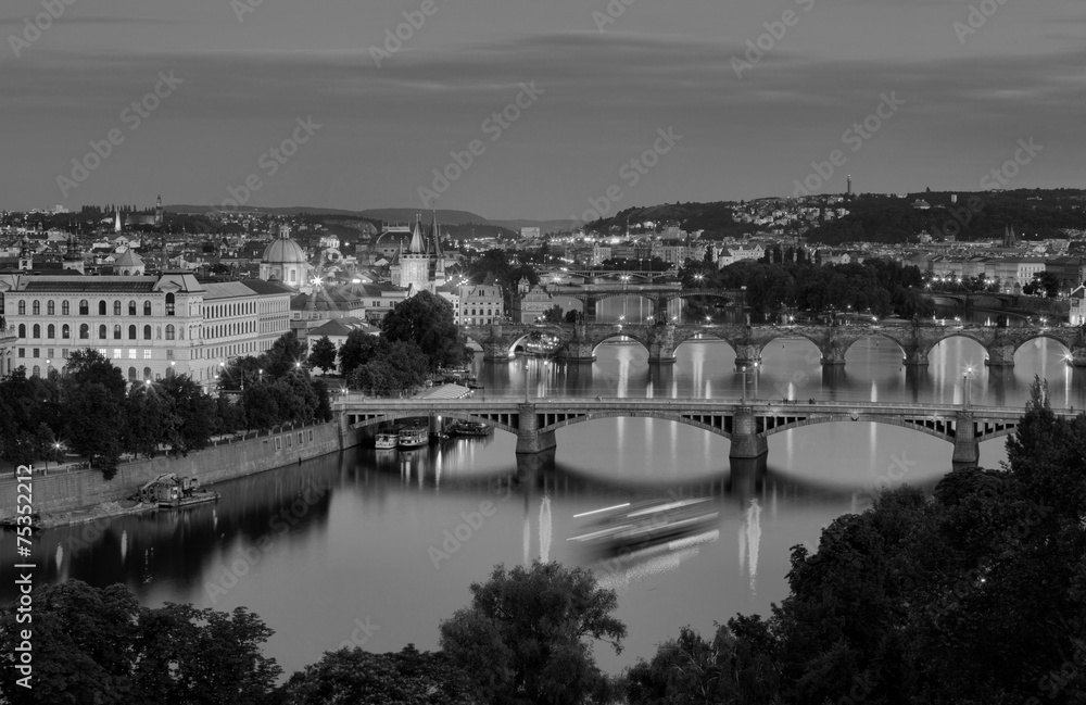 Fototapeta premium Vltava and bridges in Prague, Czech Republic