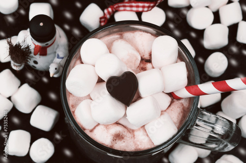 Hot chocolate with marshmallows cocoa bell love heart